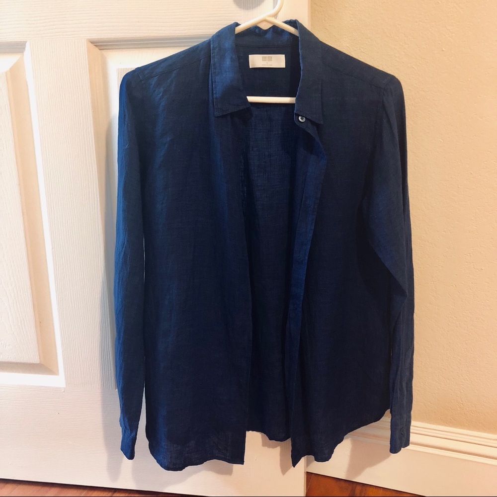 Uniqlo Cobalt Blue Linen Shirt